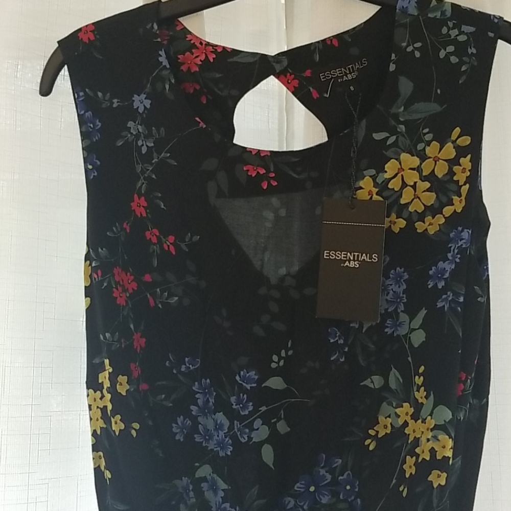 Black and floral sleeveless jumpsuit